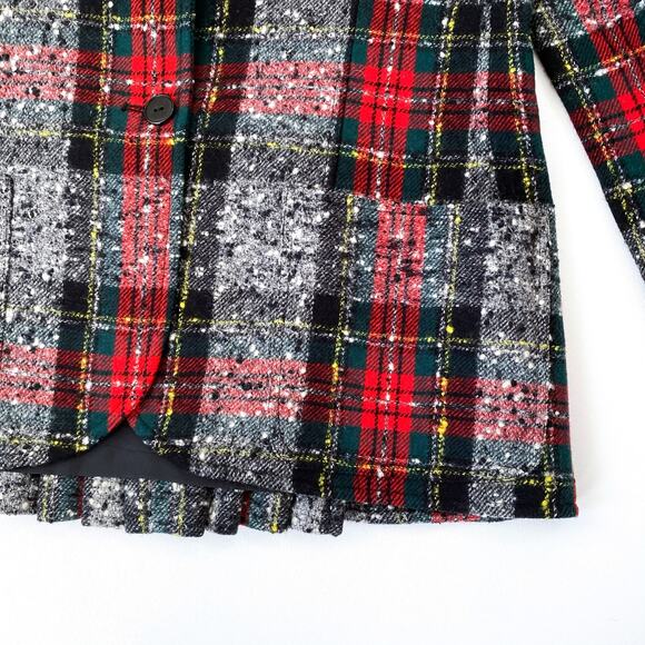 Valentino Vintage Plaid Wool Blazer Women’s Size 8 Checkered Jacket Button Front - Picture 3 of 7